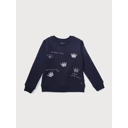 Gini and Jony Girls Navy Blue Applique Sweatshirt-picture-15