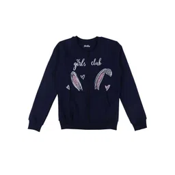 Gini and Jony Girls Navy Blue Printed Fleece Sweatshirt-picture-19