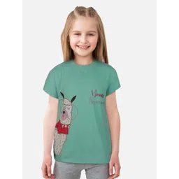 Gini and Jony Girls Sea Green Printed T-shirt-picture-13