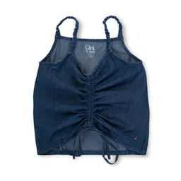 Gini and Jony Girls Self Design Shoulder Straps Sleeveless Cotton Denim Crop Top-picture-41