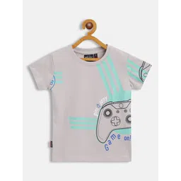 Gini and Jony Infant Boys Grey & Black Printed Cotton T-shirt-picture-26