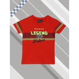 Gini and Jony Infant Boys Red & Black Pure Cotton Typography Printed T-shirt-picture-23