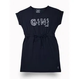 Gini and Jony Kids-Girls Typography Printd A-Line Dress-picture-12