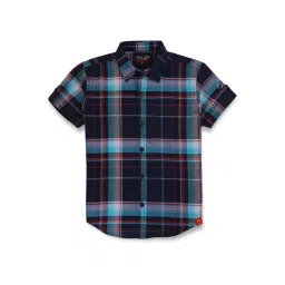 Gini & Jony Kids Navy Chequered Shirt-picture-41