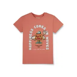 Gini & Jony Kids Peach Printed T-Shirt-picture-27