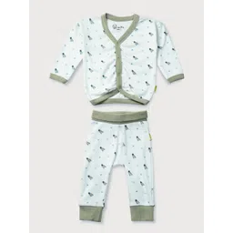 Gini and Jony Unisex Kids White & Green Printed Top with Pyjamas-picture-35