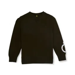 Gini & Jony Woven Full Sleeves Pullover Sweater with Placement Design - Black-picture-47