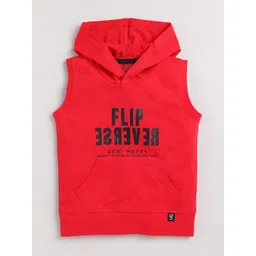 Ginie Boys Typography Printed Hooded Neck Sleeveless Pure Cotton T-Shirt-picture-51