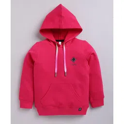 giniekids Cotton Full Sleeves Hooded Sweatshirt With Patch - Pink-picture-28