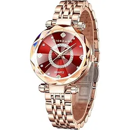 giordano Analog Watch for Women – Round Dial with Crystal Accents, Rose Gold Stainless Steel Strap, Elegant Timepiece-picture-38