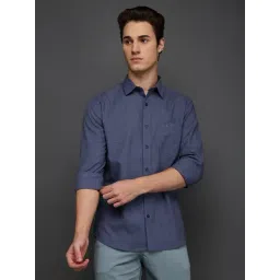 Giordano Blue Slim Fit Plain Shirt-picture-21