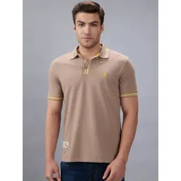 Giordano Brown Cotton Slim Fit Solid T-shirt-picture-38