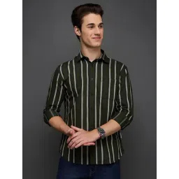 Giordano Green Slim Fit Striped Shirt-picture-43
