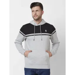 Giordano Light Grey Melange Regular Fit Colour Block Hooded Sweatshirt-picture-31