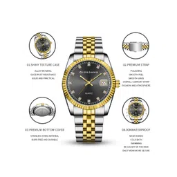 GIORDANO Men Embellished Dial & Stainless Steel Bracelet Style Straps Analogue Watch image 5