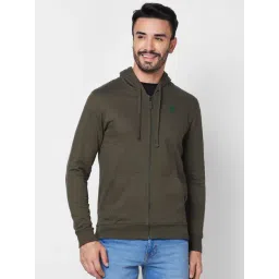 Giordano Olive Cotton Regular Fit Hooded Sweatshirt-picture-38