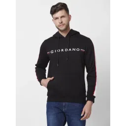 Giordano Signature Black Regular Fit Hooded Sweatshirt-picture-47