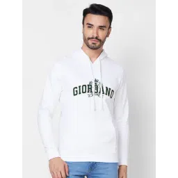 Giordano Signature White Cotton Regular Fit Self Pattern Hooded Sweatshirt-picture-13