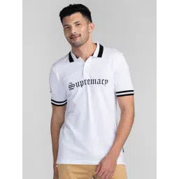 Giordano White Slim Fit Printed Polo T-Shirt-picture-37