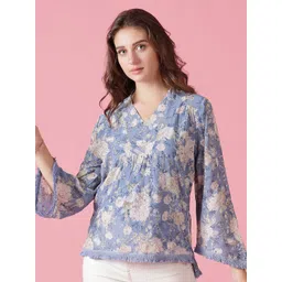 Gipsy Blue Floral Print Top-picture-39