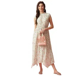 Gipsy Cream Georgette Sleeveless Round Neck Dress-picture-38