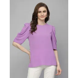 Gipsy Lavender Solid Georgette Regular Fit Top-picture-42