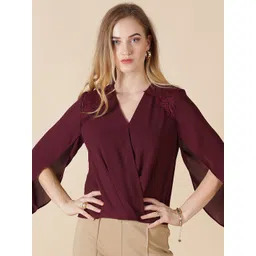 Gipsy Maroon Solid Wrap Top-picture-18