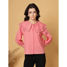 Gipsy Pink Cotton Regular Fit Blouse Top for Women-picture-25
