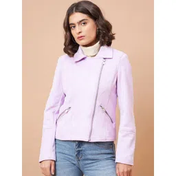 Gipsy Spread Collar Long Sleeves Zip Detail Suede Tailored Jacket-picture-40