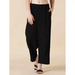 Gipsy Women Black Cotton Straight Fit High-Rise Trousers-picture-36