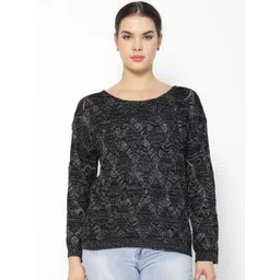 Gipsy Women Black Self Design Sweater-picture-33