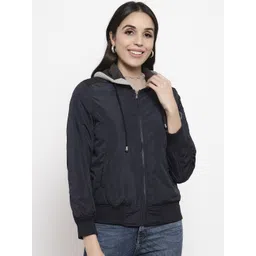 Gipsy Women Navy Blue Solid Bomber Jacket-picture-31