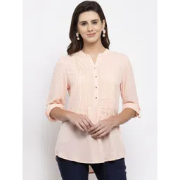 Gipsy Women Pink Solid High-Low Top-picture-18