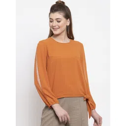 Gipsy Women Rust Orange Solid Top-picture-19