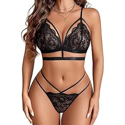 girlfriend Sexy Lingerie for Womens Exotic Lingerie Sets Strappy Lace Bra and Panty Sets Babydoll Outfuts-picture-11