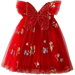 Girls’ Elegant Net Princess Frock with 3D Butterfly Appliqué | Sleeveless Dress for Kids | Perfect for Birthdays, Weddings, Festive Celebrations & Special Occasions-picture-23