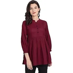 githaan Cotton Casual Maroon Solid Top for Women and Girls (Maroon)-picture-51