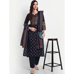 githaan Ethnic Motifs Printed Regular Anarkali Kurta & Trousers With Dupatta-picture-17