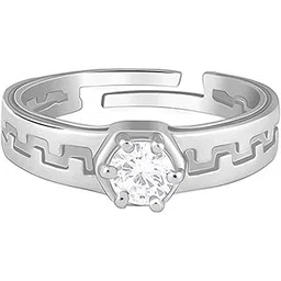 925 Silver Classic Zircon Ring For Him, Adjustable | Gifts for Men and Boys | With Certificate of Authenticity and 925 Stamp | 6 Months Warranty-image-39