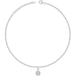 925 Silver Glow Linked Chain Anklet,Single | Anklets for Women and Girls | With Certificate of Authenticity and 925 Stamp | 6 Months Warranty-image-0