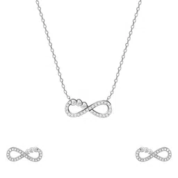 giva 925 Silver Rose Gold Infinity Pendant Necklace Ring Stud Earrings Toe Rings Anklet Bracelet Sets | Gifts for Women & Girls image 1