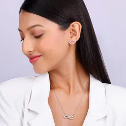 giva 925 Silver Rose Gold Infinity Pendant Necklace Ring Stud Earrings Toe Rings Anklet Bracelet Sets | Gifts for Women & Girls image 2