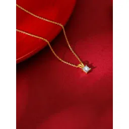 GIVA 14K Rose Gold Boxy Lab Grown Diamond Pendant for Women-picture-42