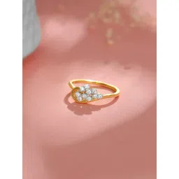 GIVA 18K Yellow Gold Sparkling Leaf Diamond Ring,Fixed Size,Indian - 12, US - 6 for Women-picture-26