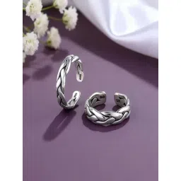 GIVA 925 Oxidised Silver Aahana Toe Rings for Women-picture-24