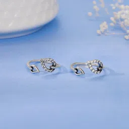 giva 925 Oxidised Silver Aparajita Open Toe Rings Sterling Silver Zircon Rhodium Plated Toe Ring-picture-15