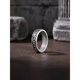 GIVA 925 Oxidised Silver Classic Omkar Band Ring-picture-47