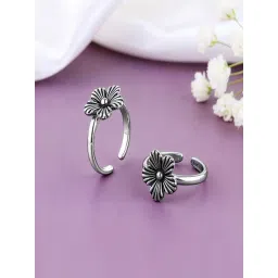 GIVA 925 Oxidised Silver Yatika Toe Rings for Women-picture-27