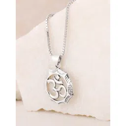 GIVA 925 Oxidized Silver Graceful Om Pendant With Link Chain For Men-picture-25