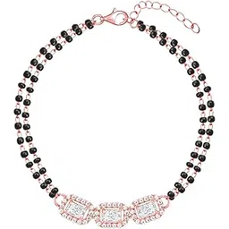 giva 925 Silver 18k Gold Plated Rose Gold Mangalsutra Bracelet for Women | Black Bead Mangalsutra Bracelet-picture-47